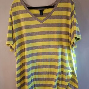 3 For $15! Rue21 Yellow and Gray Striped Short Sleeve Tee
